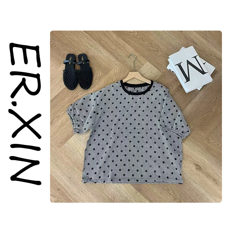 点点短袖T恤休闲宽松上衣女2025夏季新款