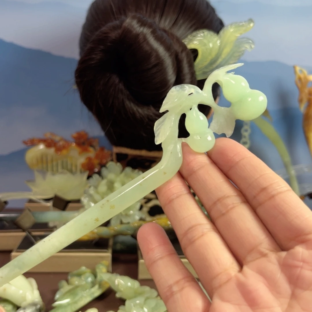 蛇纹石玉发饰合金