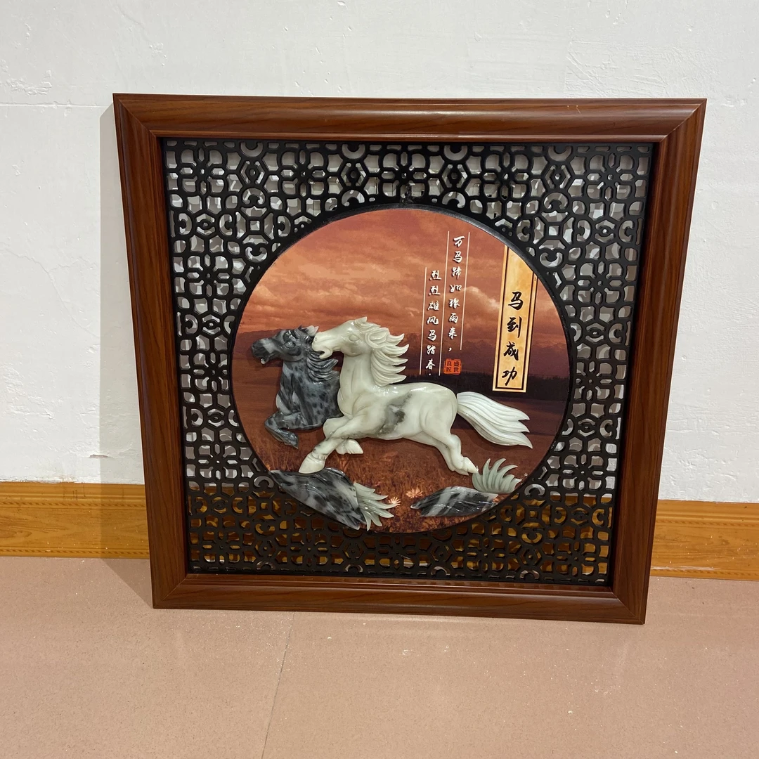 东阳木雕类小挂件工艺品【定制品不支持退货】天然玉，马到成功