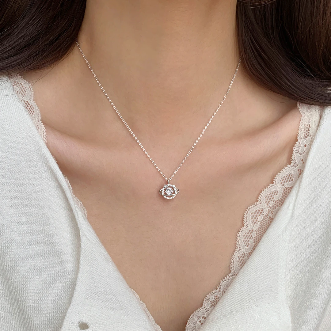 坠链均925银 925纯银星球项链小众设计精致时尚轻奢锁骨链女气质