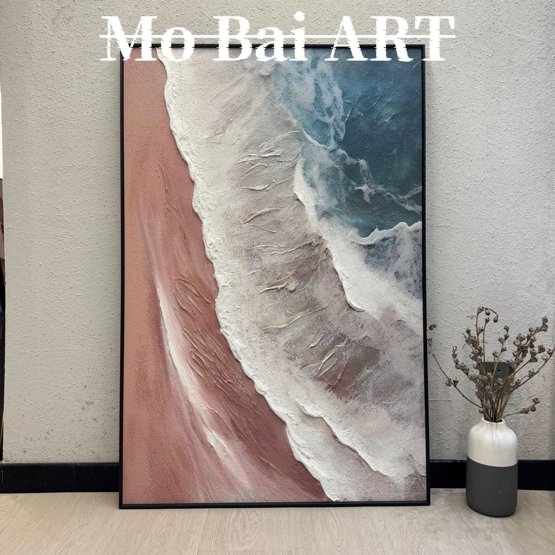 【远山】手绘立体砂岩肌理油画沙发背景客厅画时尚极简装饰画80120