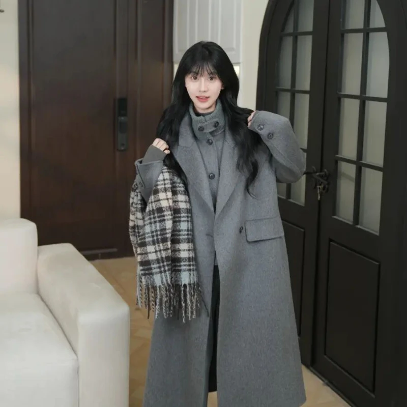 【反季清仓】双面羊毛大衣春秋冬慵懒大衣秋冬新款韩版毛呢外套女士