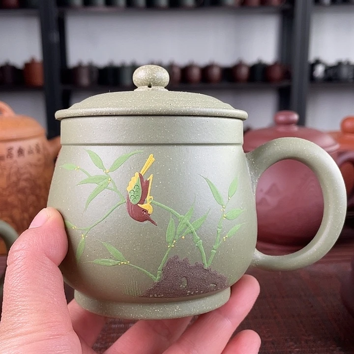 紫砂茶杯宜兴原矿紫砂盖杯微瑕