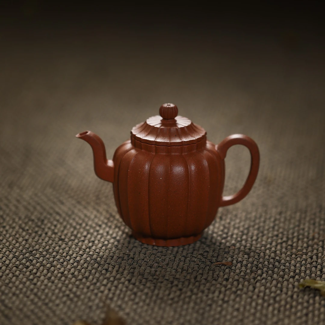 【黄龙山紫朱共生红泥•菱花宫灯】宜兴紫砂壶原矿茶具手制壶180cc