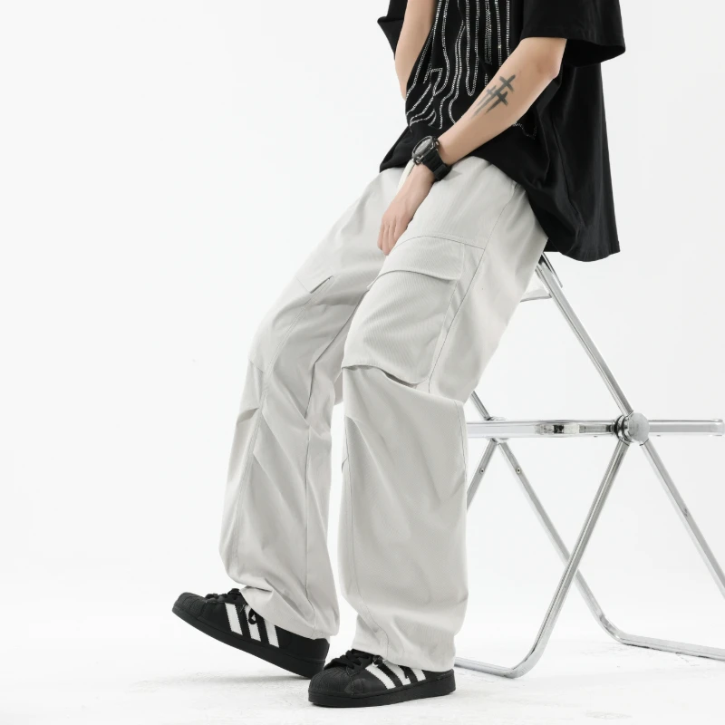 MAYBEYOND 25AW春季新款休闲百搭时尚宽松梭织直筒可松紧工装裤