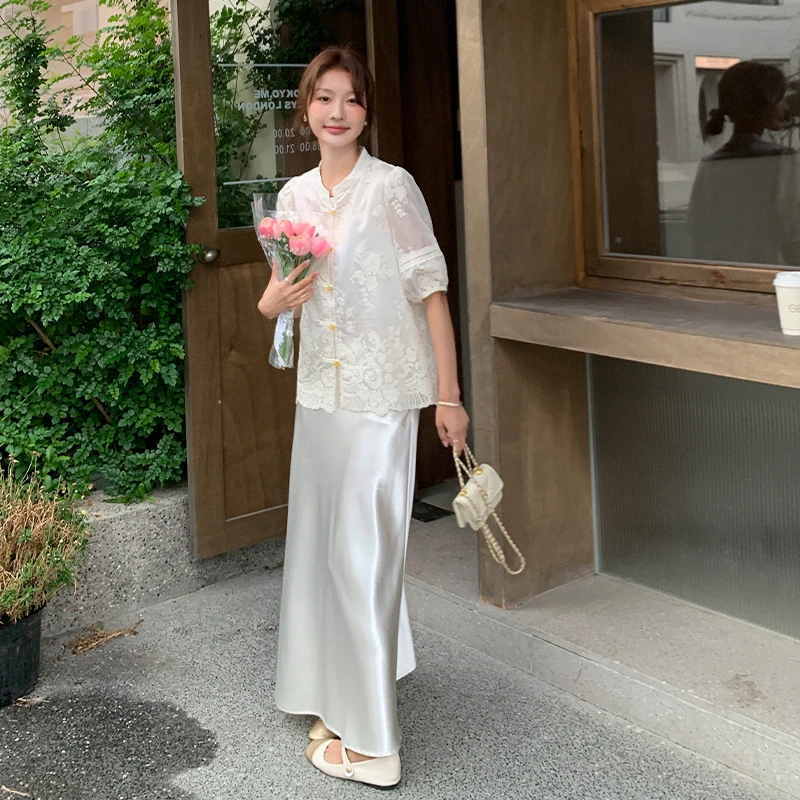 新中式国风穿搭套装裙女夏季穿搭气质开衫上衣半身裙女款两件套裙