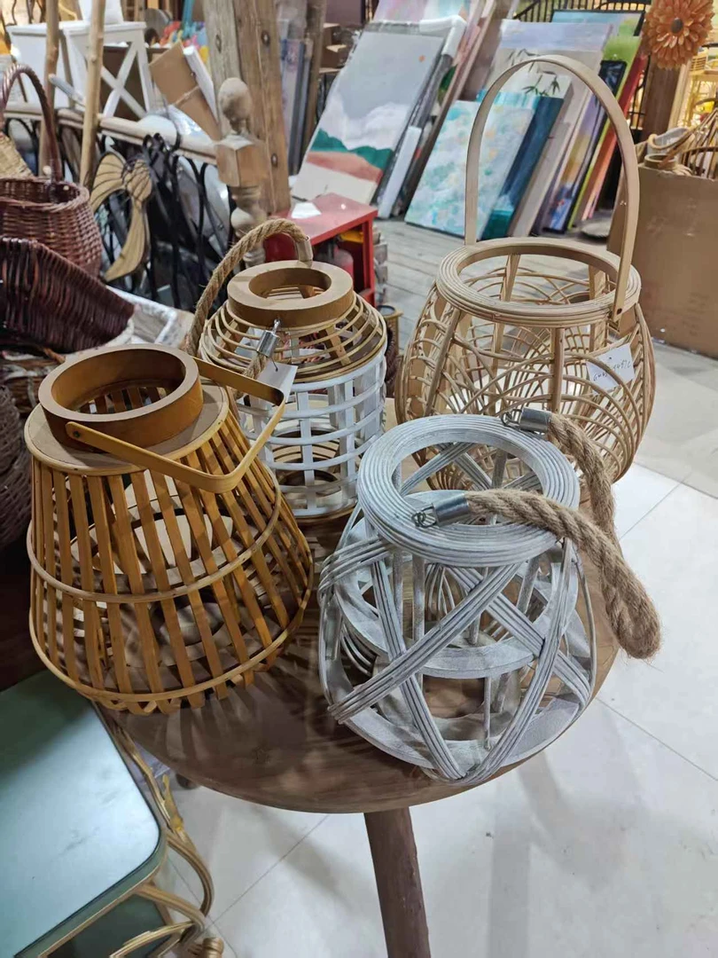 纯手工外贸孤品藤编风灯随机一个