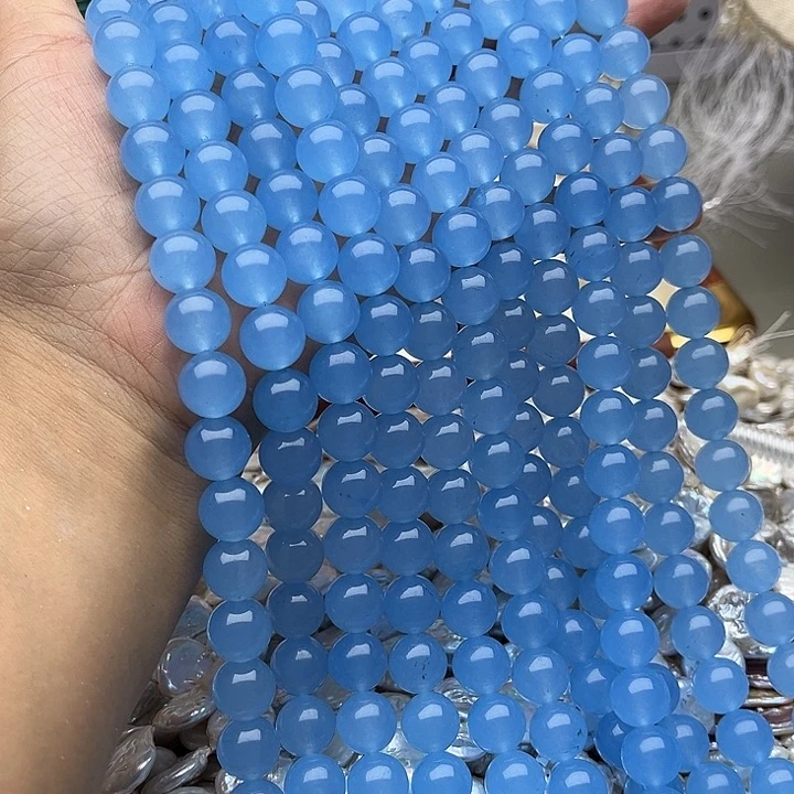 未镶嵌玛瑙/玉髓珠宝半成品一条12mm海蓝宝