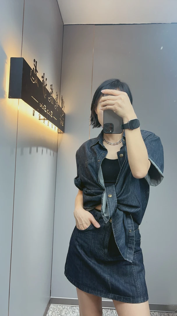 法式丹宁风复古港风韩版时尚套装短裤复古夏季百搭