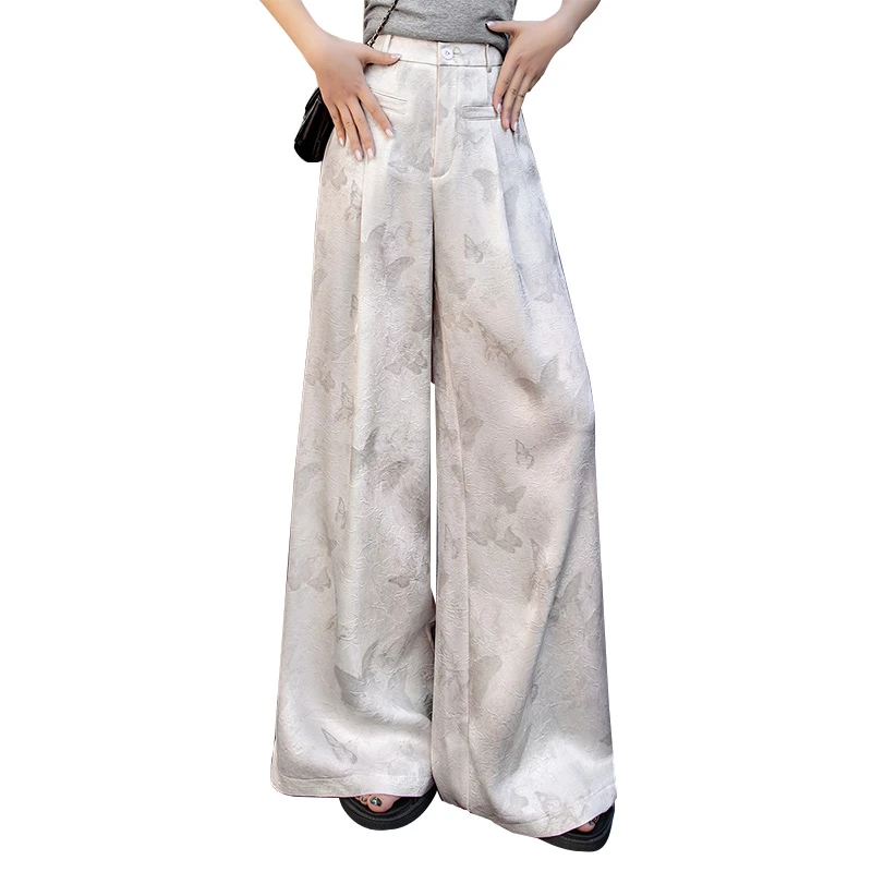 丝柏舍2025流光风夏季新款女高腰蝴蝶印花阔腿休闲裤S51R0511K