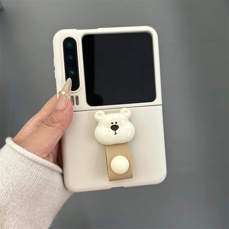 小熊指环皮扣适用华为purax折叠屏手机壳pocket2三星zlip6/5/4女