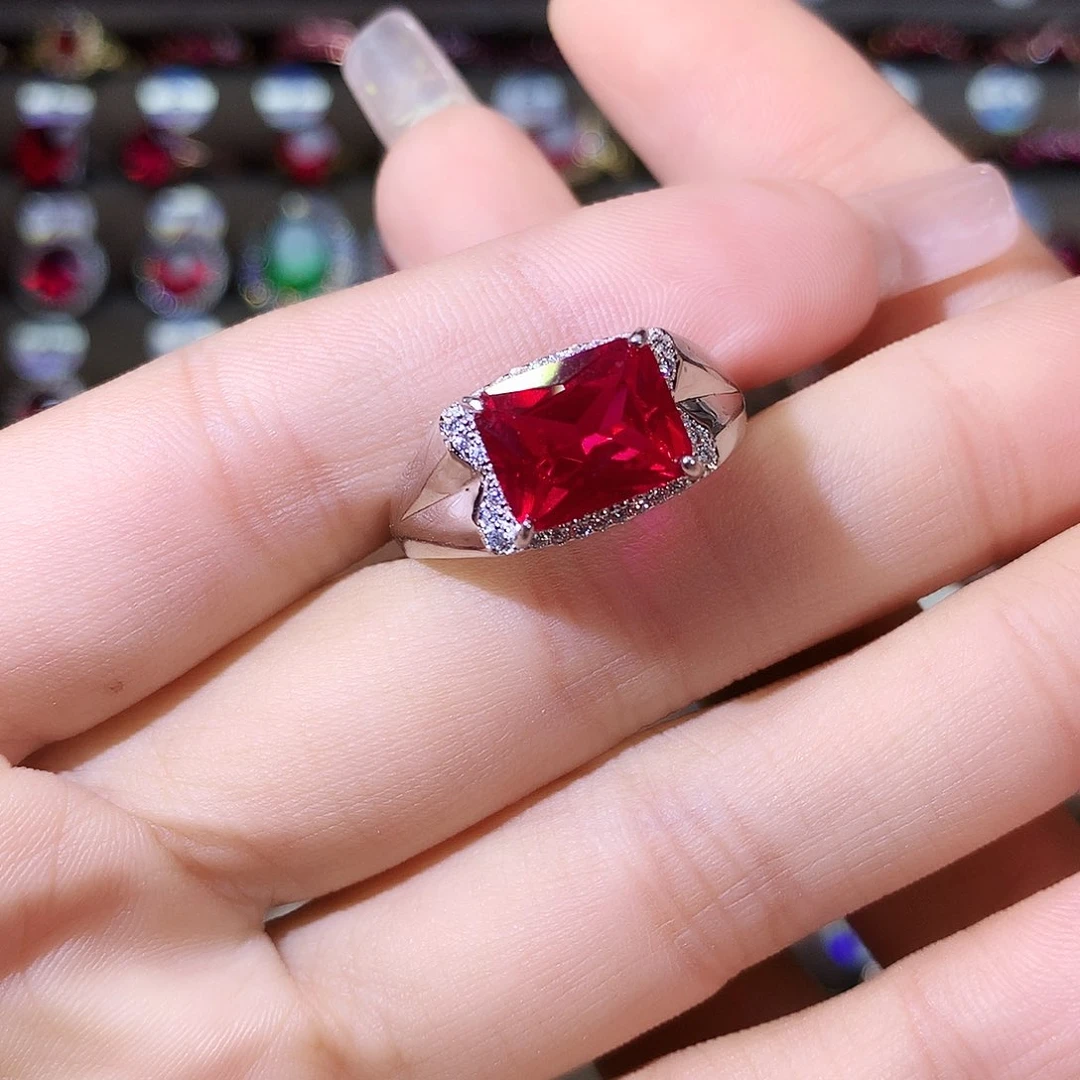 无925银鸽血红戒指