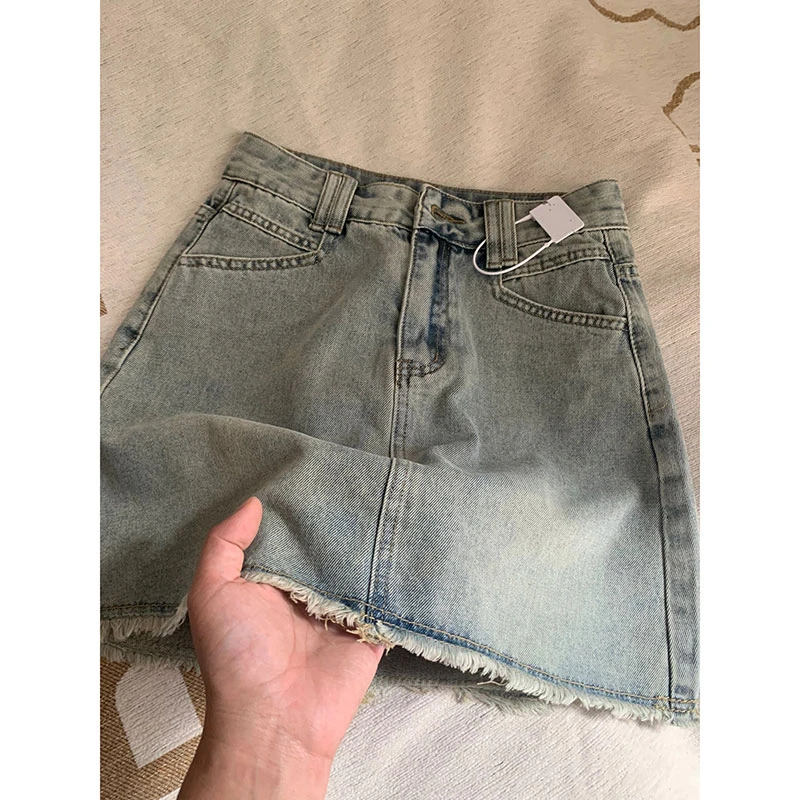 300斤大码女装遮肉牛仔短裙女夏季新款裙子胖mm高腰显瘦a字半身裙