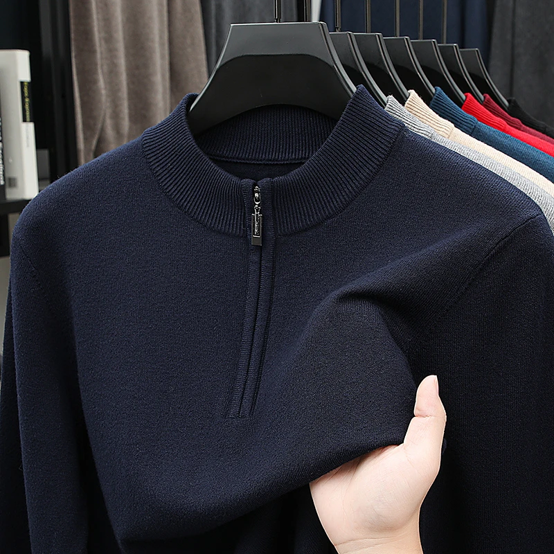 【小马家】【100羊毛】保暖打底羊毛衫毛衣针织衫立领款半拉链