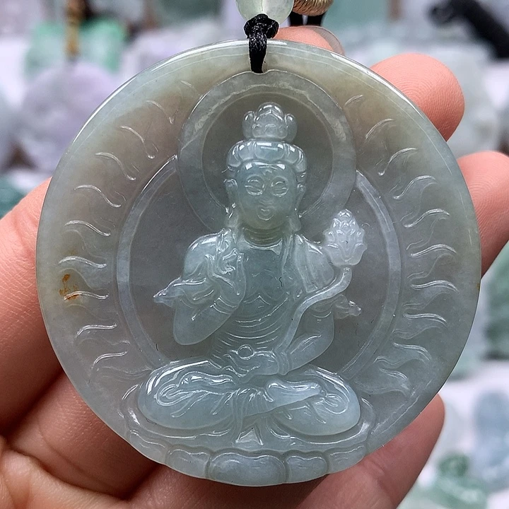 翡翠未镶嵌颈饰大势至菩萨福利洒黄翡福利