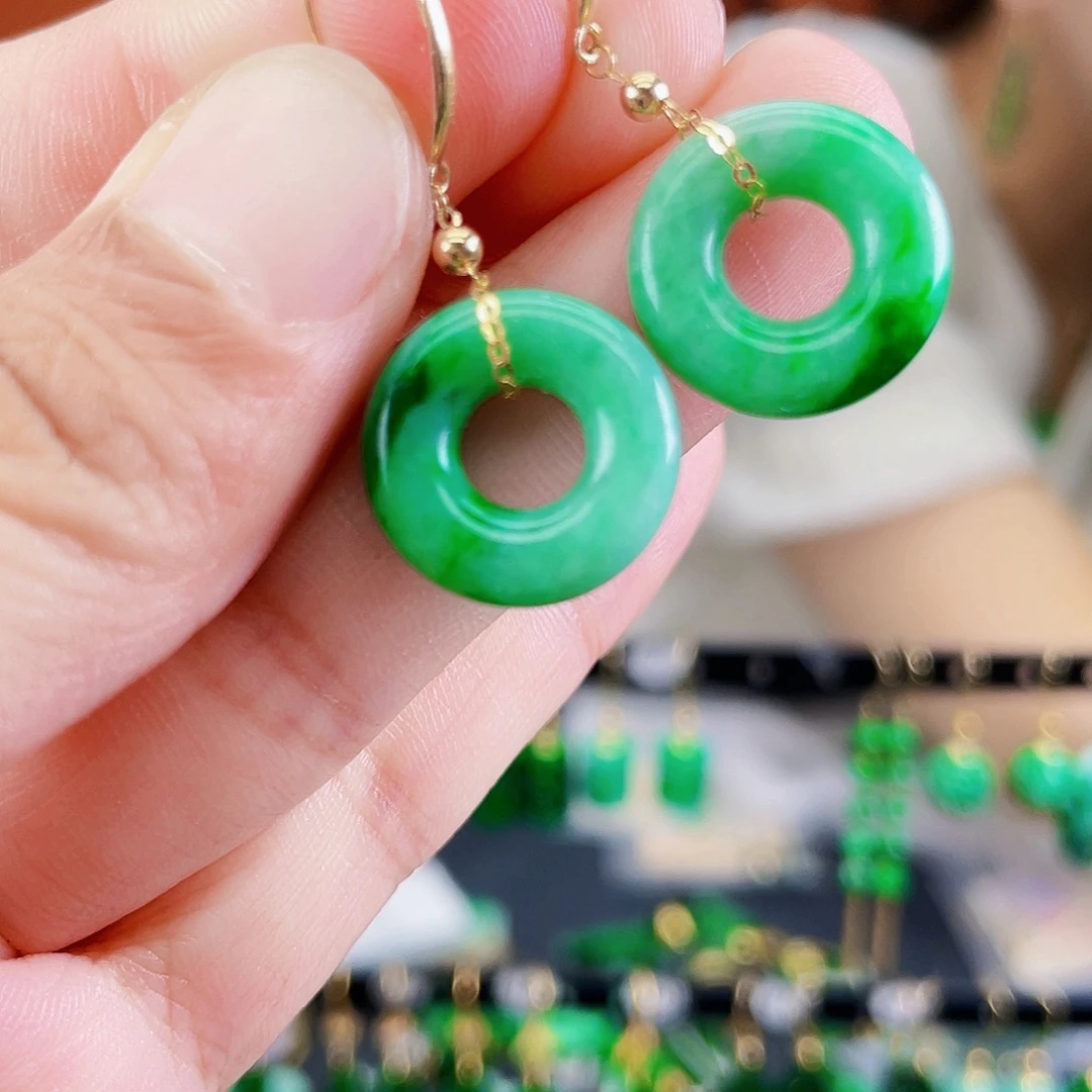 翡翠18K金镶嵌耳饰