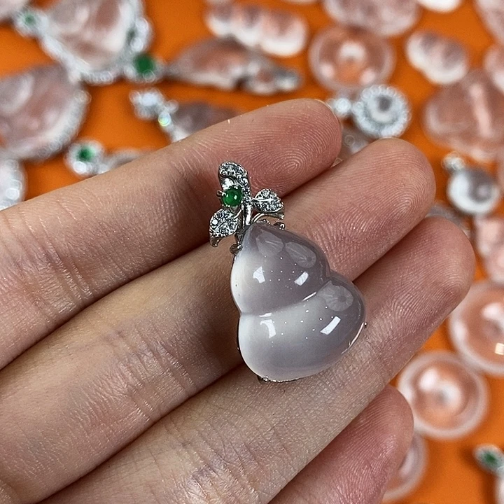石英质玉银S925镶嵌颈饰