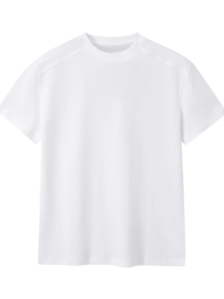 「7A抗菌 基础通勤boxy」纯棉花灰色正肩短袖T恤男打底衫