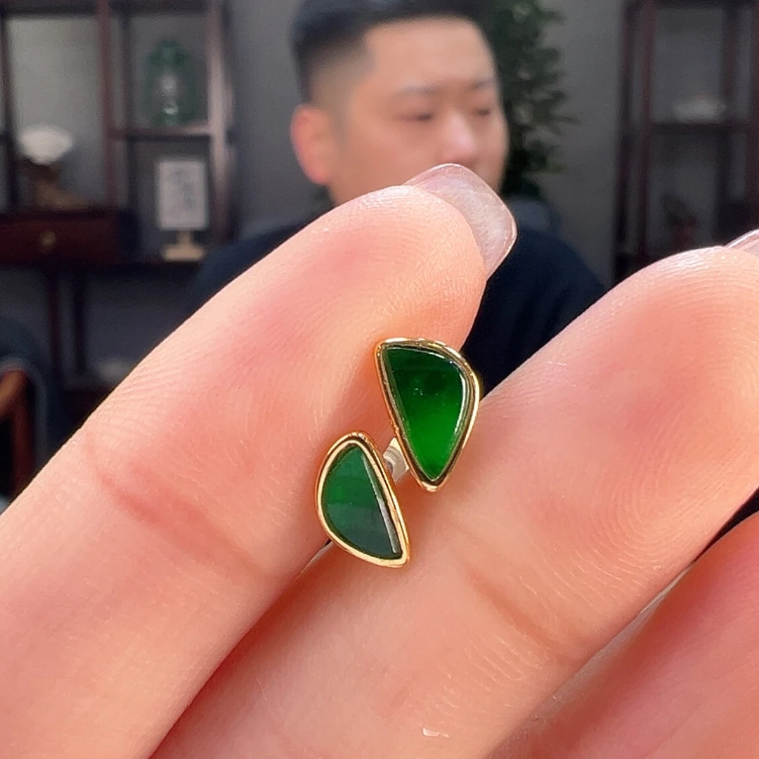 翡翠耳饰银S925镶嵌耳环16