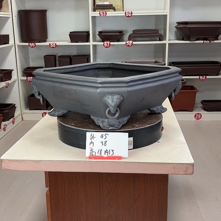 紫砂花盆四方象头