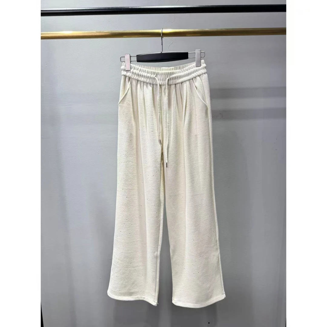 高级灰满天星羊绒宽松韩版直筒裤