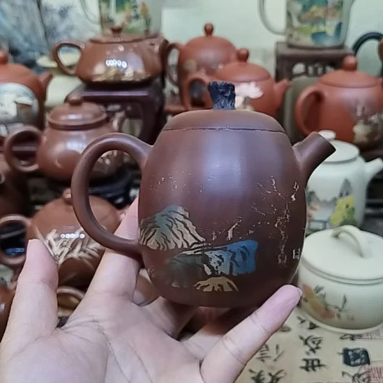 红泥茶壶建水紫陶手工微瑕壶