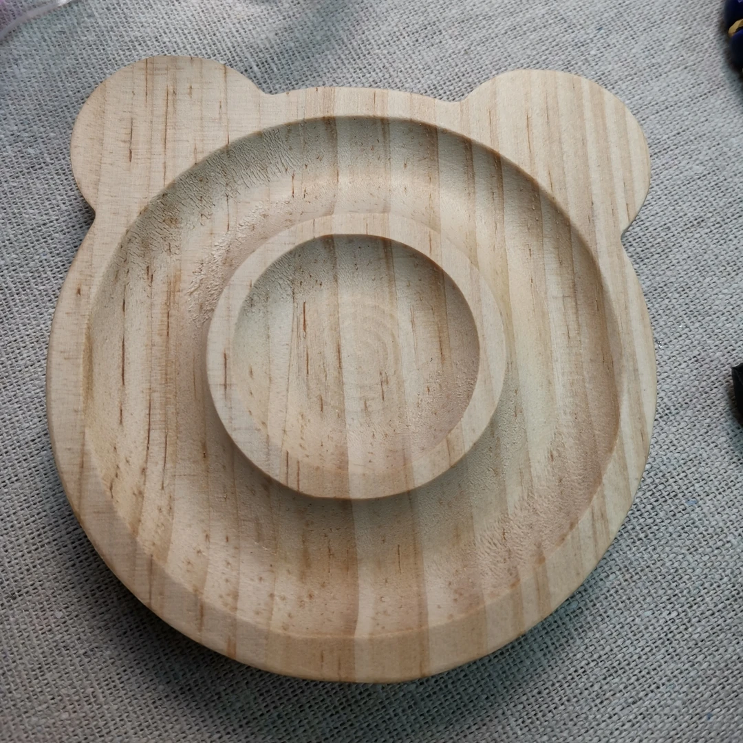 木质小熊浅色首饰盘