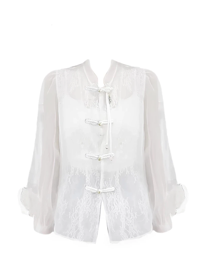 【深圳米熙儿】桑蚕丝欧根纱网红防晒服衬衫8105