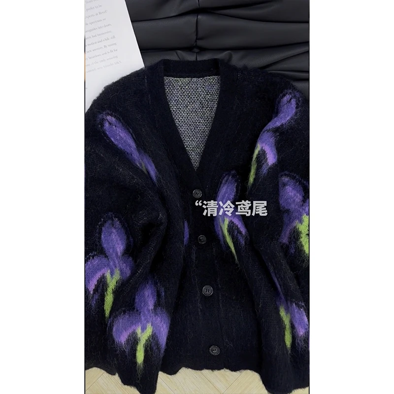 轻熟风纯欲时尚设计撞色舒适透气软糯针织开衫显瘦百搭长袖上衣女