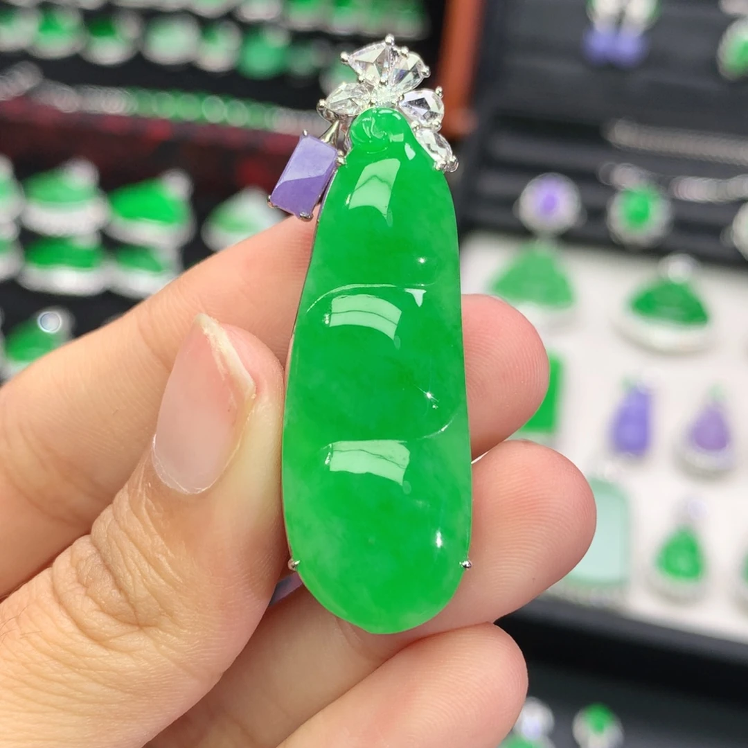 翡翠18K金镶嵌吊坠(不含链)