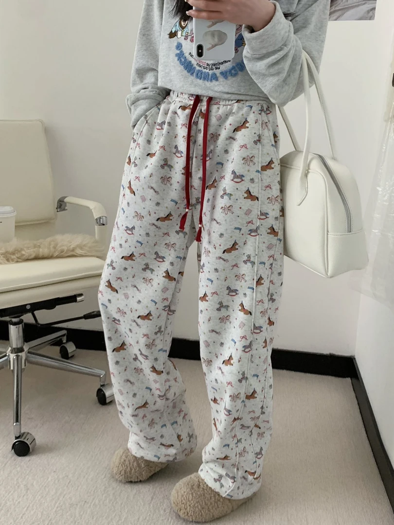 3776（冬款）木马韩版宽松休闲女裤 加绒