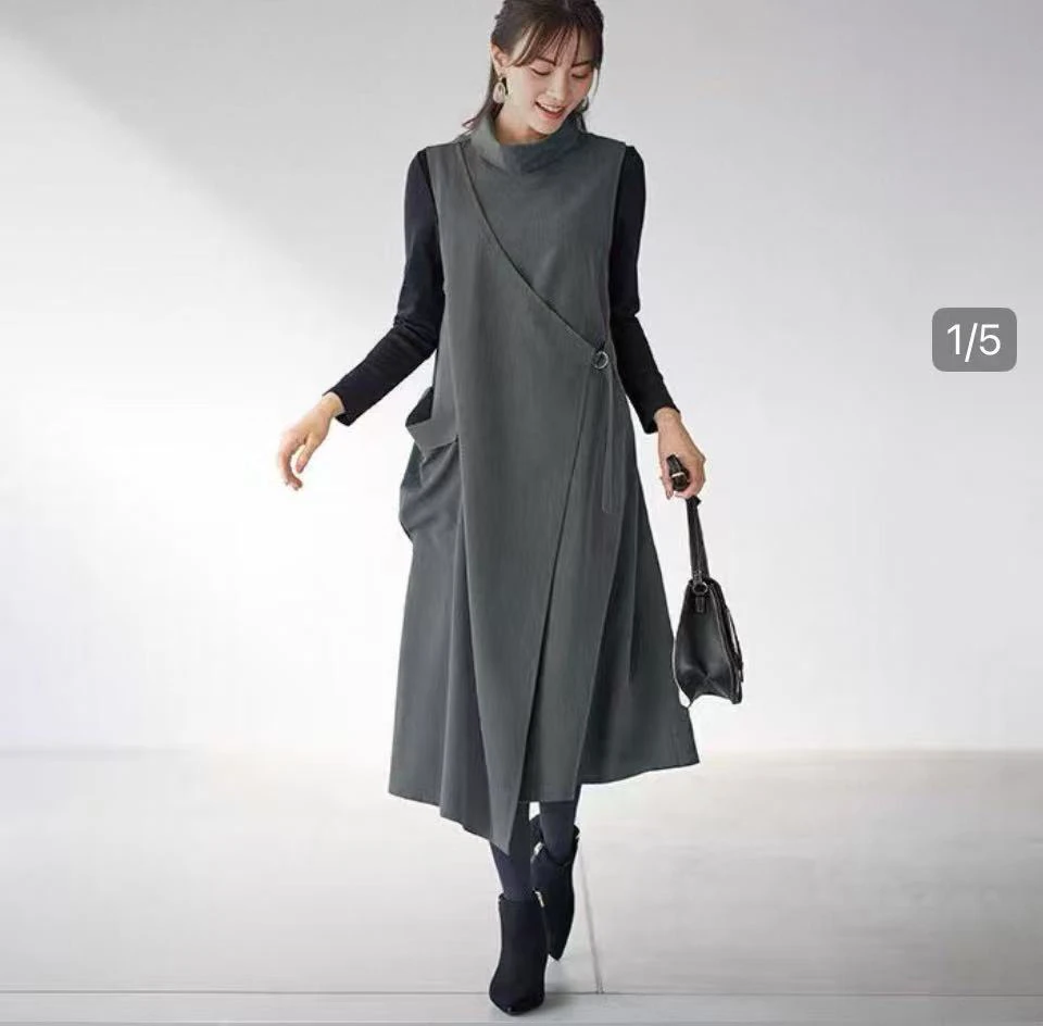 日本女装休闲设计款百搭叠穿设计连衣裙