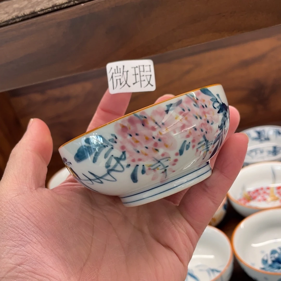 釉下手绘茶具微瑕