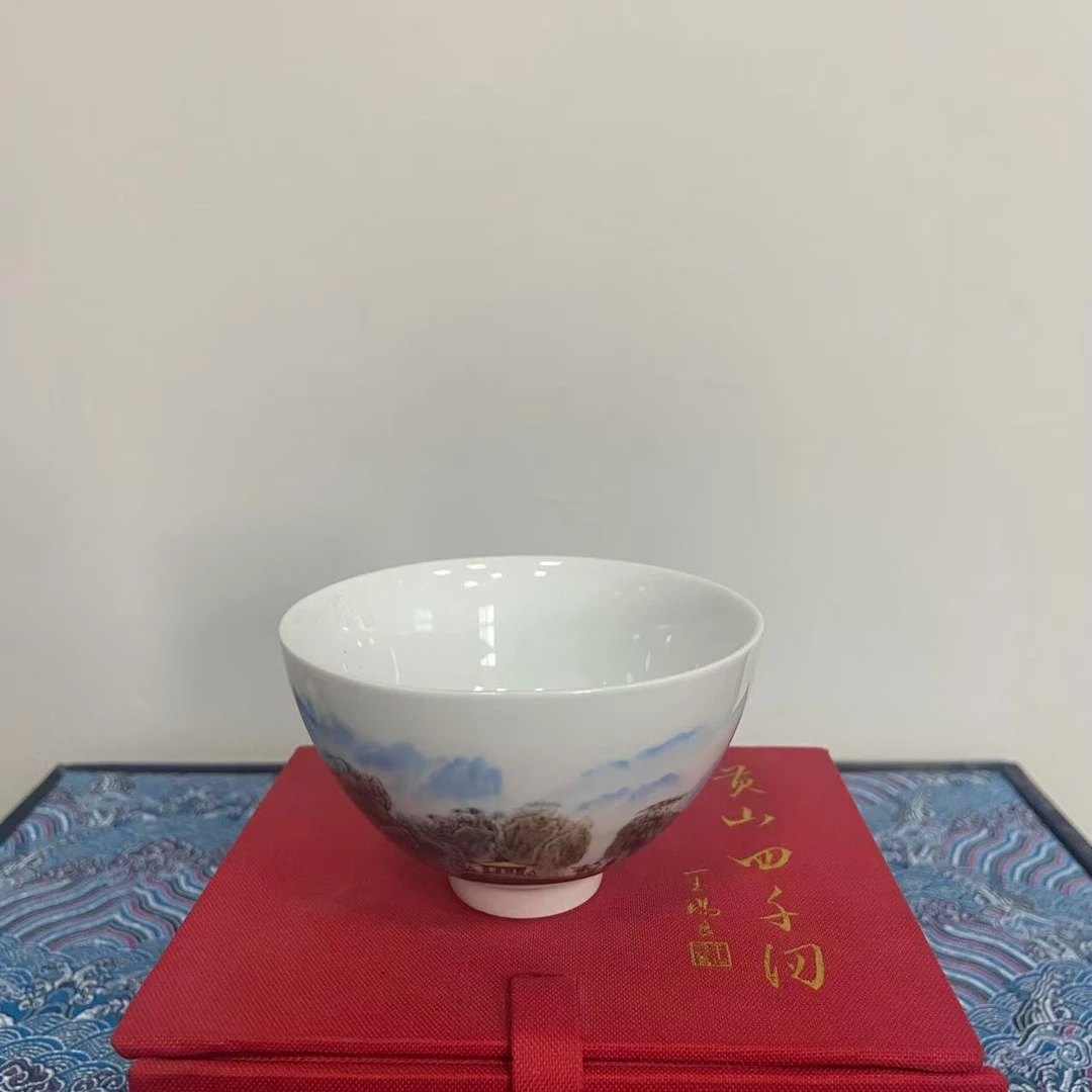 粉彩黄山四千刃鸡心主人杯家用喝茶杯