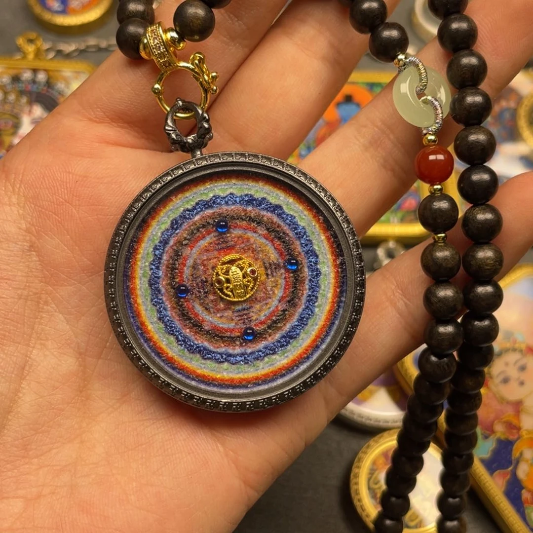 琉璃颈饰S****里唐卡手绘男女同款