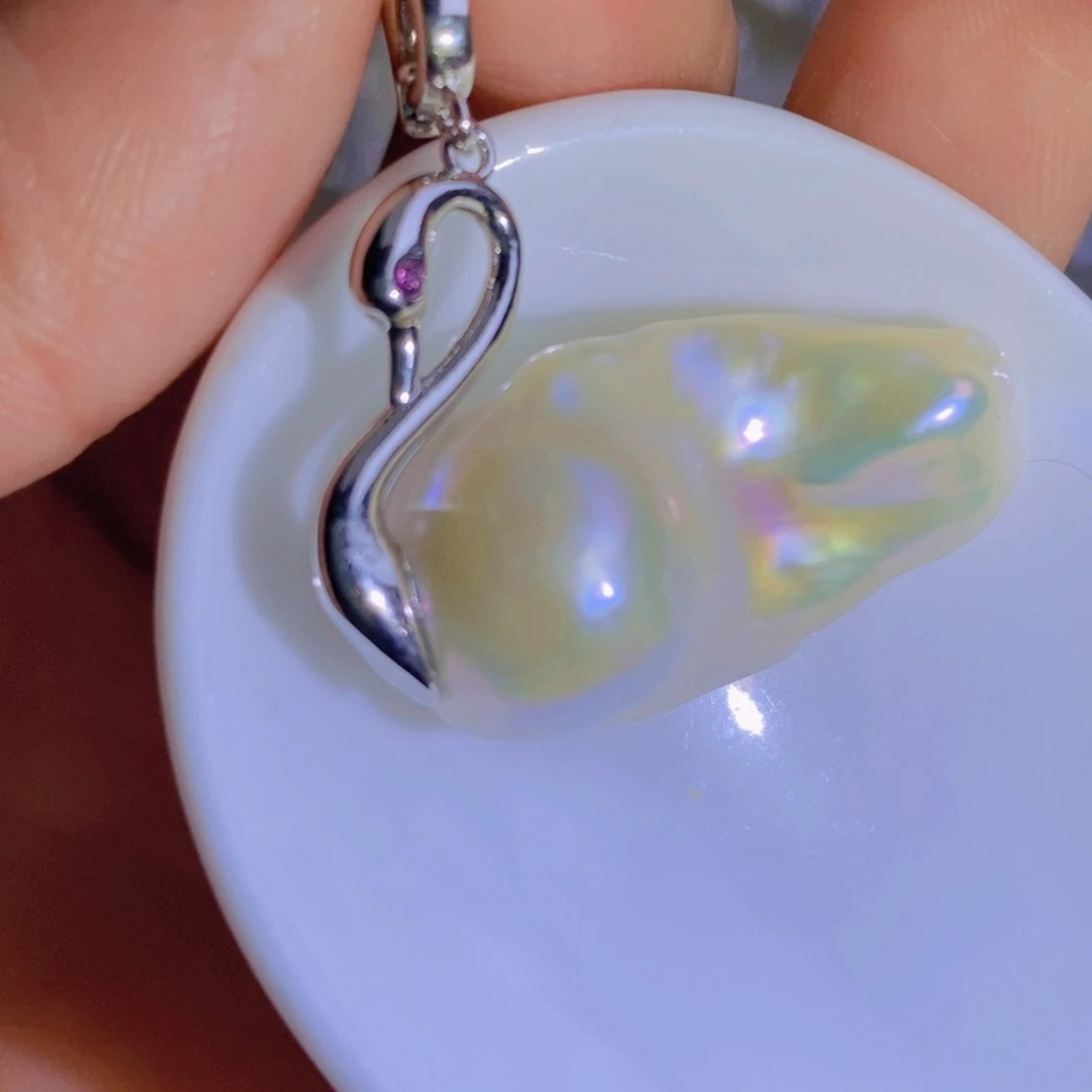 银S925镶嵌天然淡水珍珠淡水珍珠