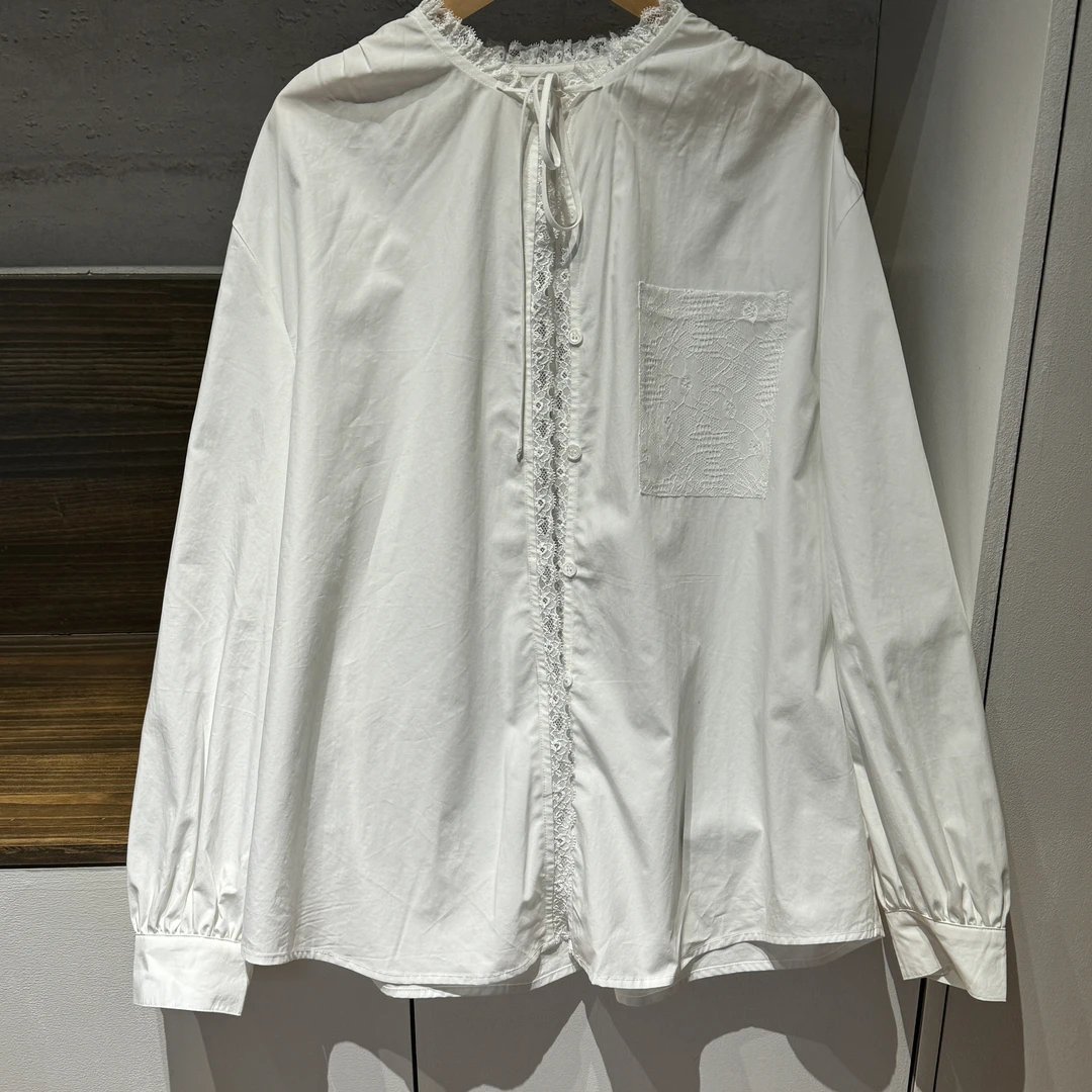 【白色幻想】天丝衬衫气质时尚百搭白色通勤小众设计感拼接上衣女