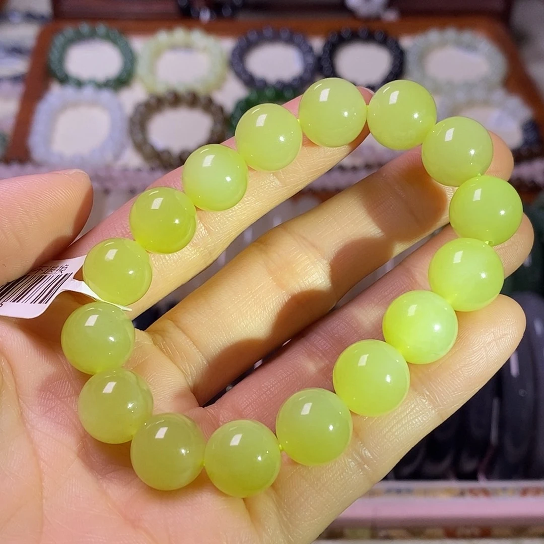 颈饰未镶嵌和田玉黄口料12mm手串