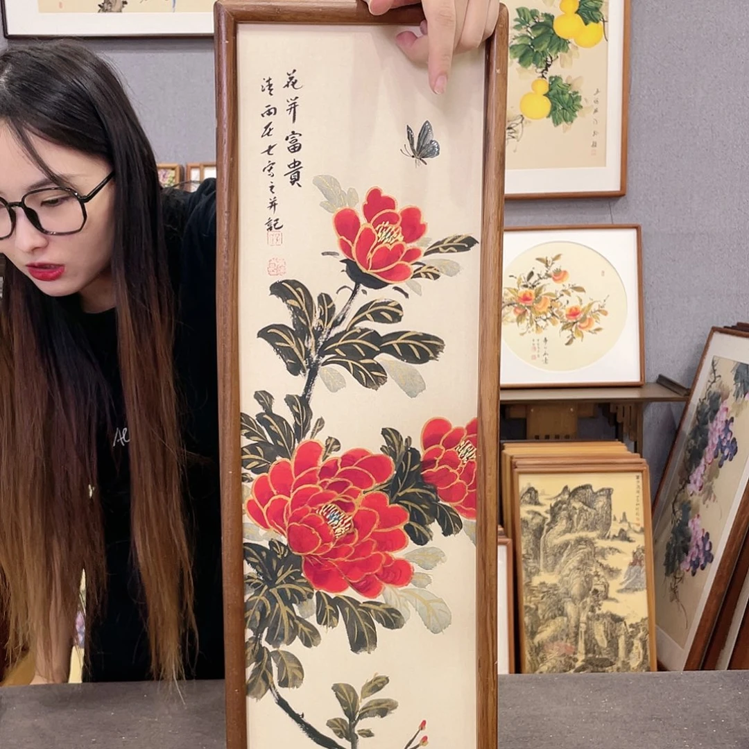 书法手绘带框尺寸:20*70