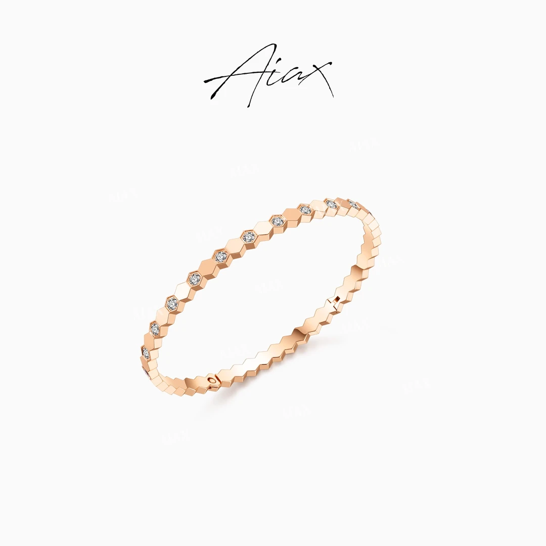 AIAX 镀K金 气质设计师小众时尚轻奢简约百搭蜂巢手镯TSS7247