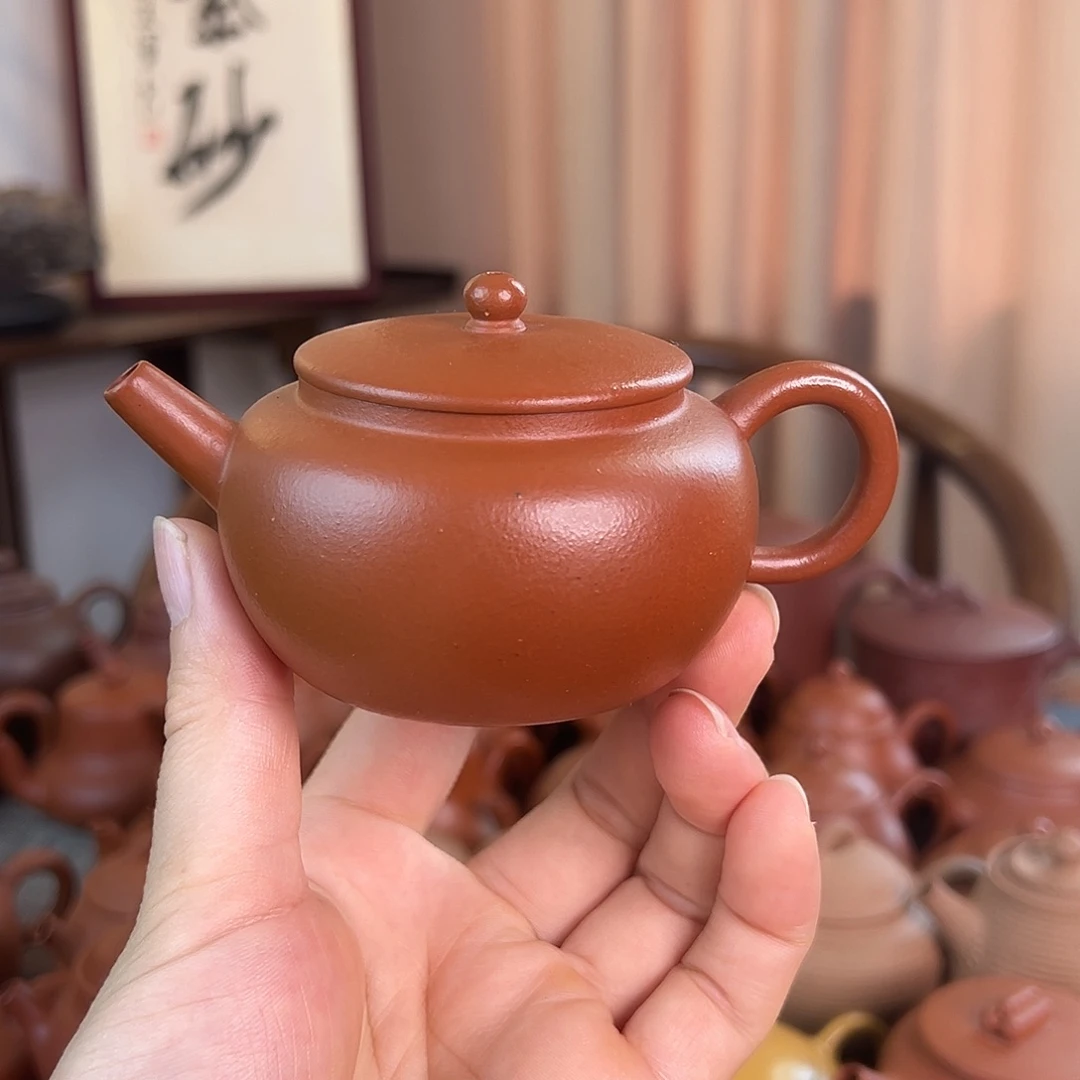 茶壶紫砂平盖莲子 生砂朱泥 120cc