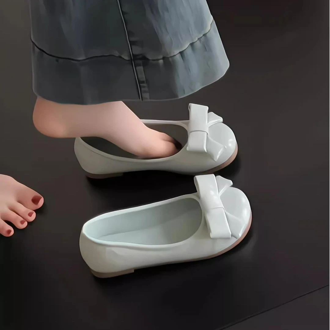 平底法式浅口单鞋女春夏季新款芭蕾风蝴蝶结圆头豆豆鞋配裙子
