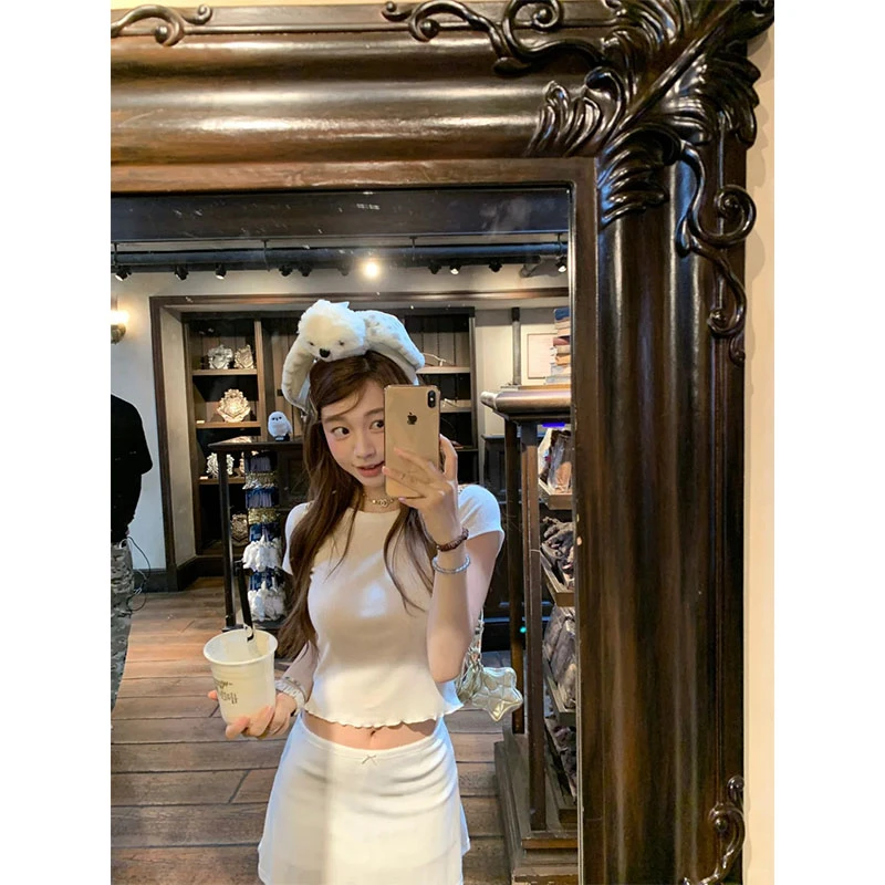 2025夏季设计款通勤风修身显瘦穿搭圆领上衣时尚气质收腰半身裙女