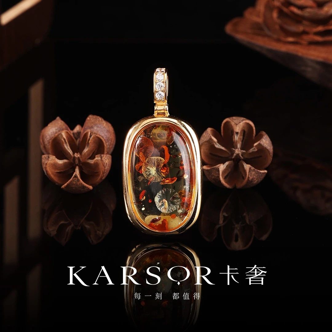 KARSOR/卡奢S925银 花珀项链 X3817
