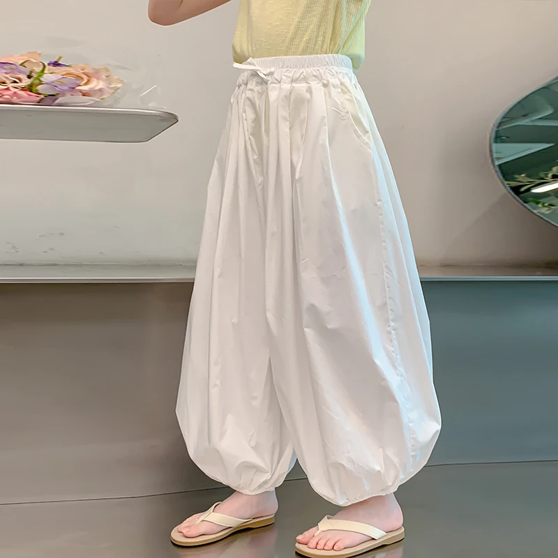 女童灯笼裤夏季新款中大童九分裤薄款松紧腰阔腿裤韩版束脚防蚊裤