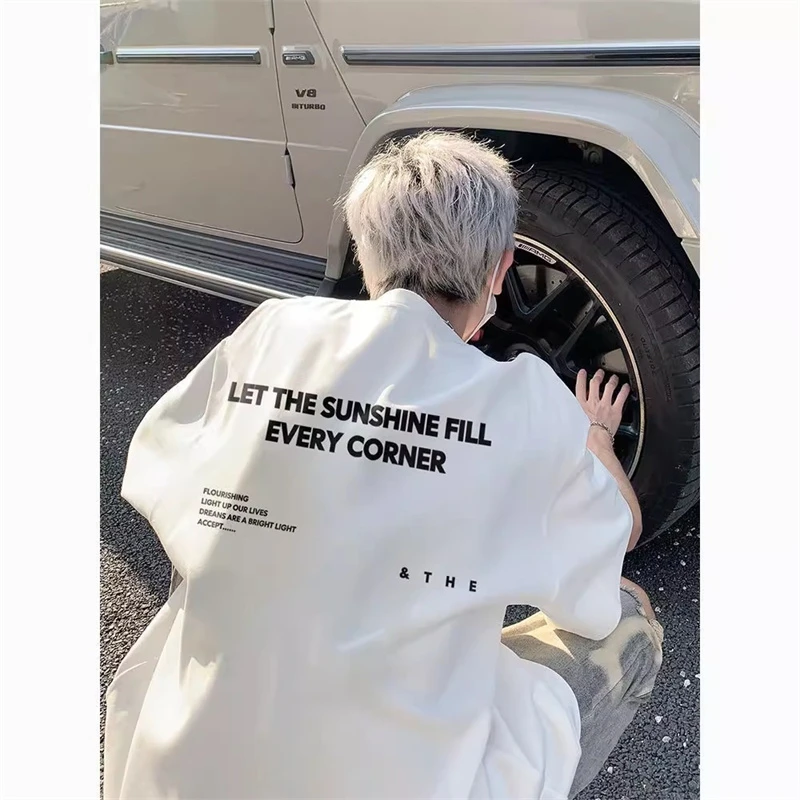 海外订单尾货~剪标撤回外贸美式复古字母印花短袖t恤男女纯棉上衣