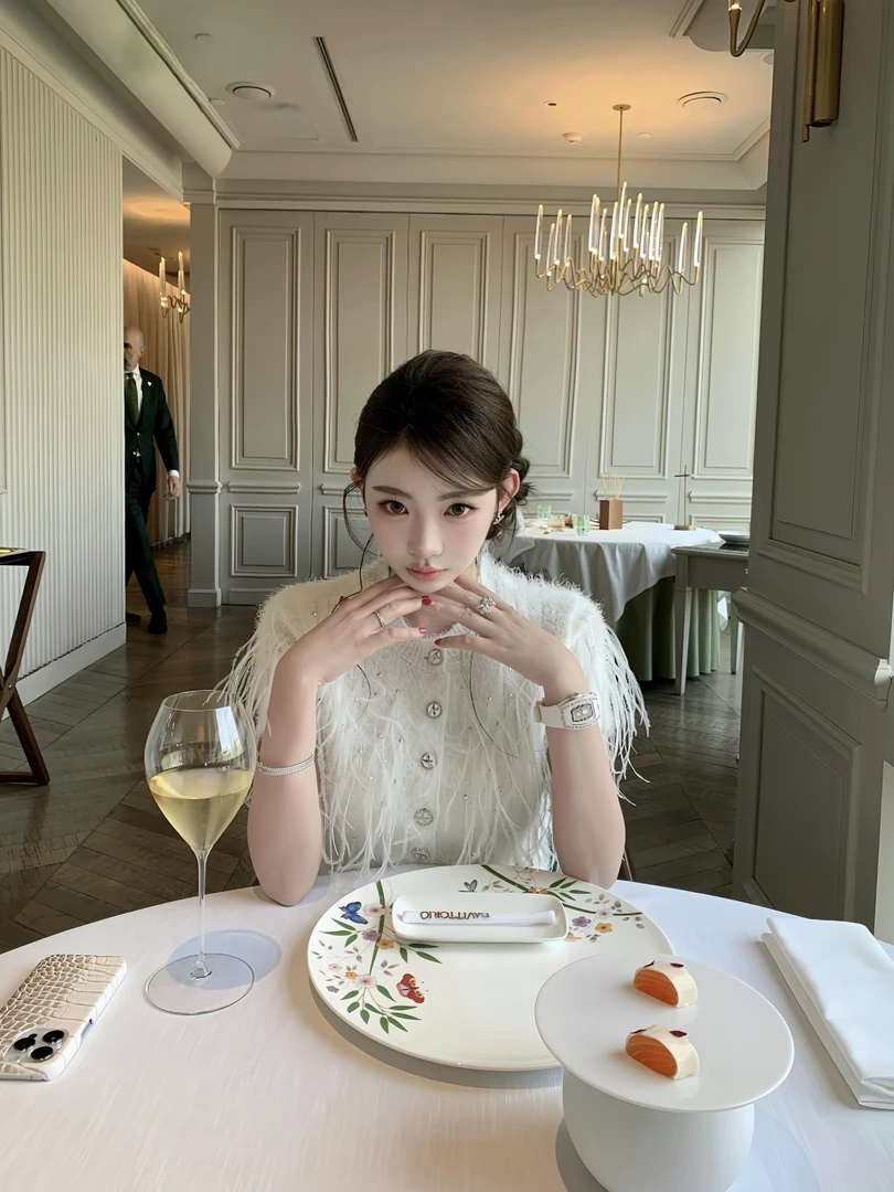 Z.25P新品 小香风燕子扣羽毛拼接短袖针织开衫 白富美千金风上衣