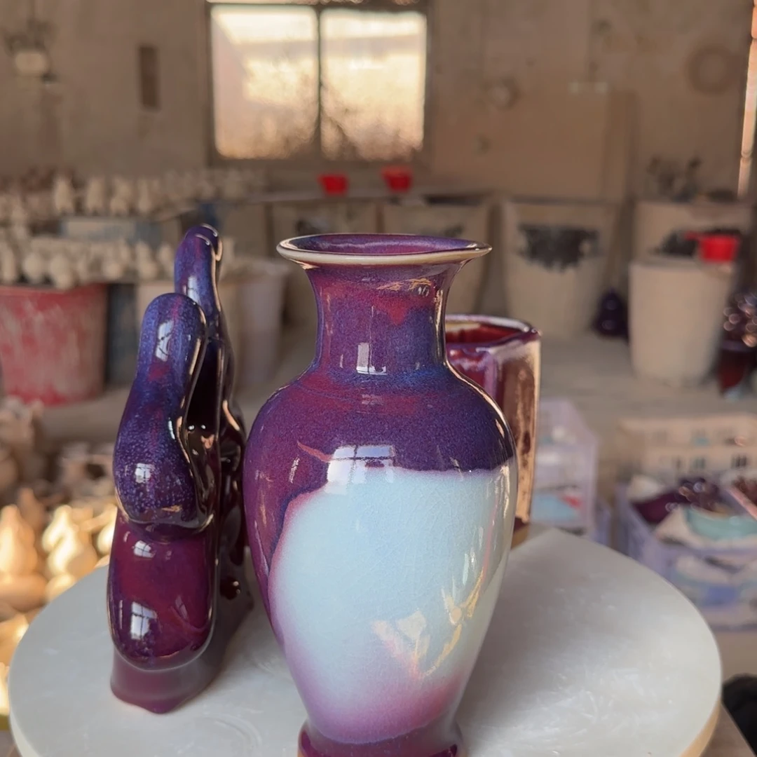 瓷摆件郑家钧窑摆件微瑕