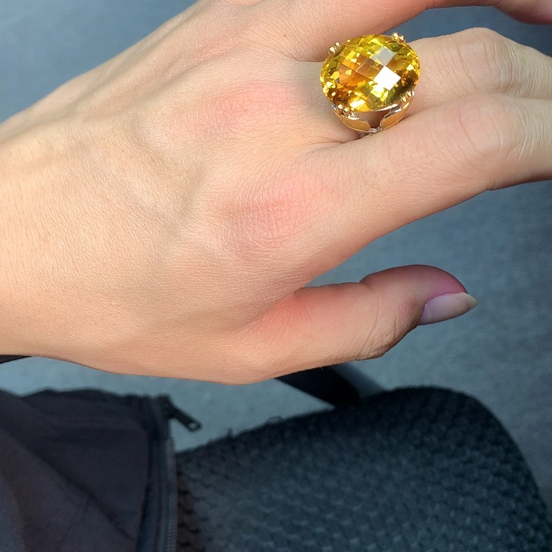 水晶戒指银S925镀金镶嵌