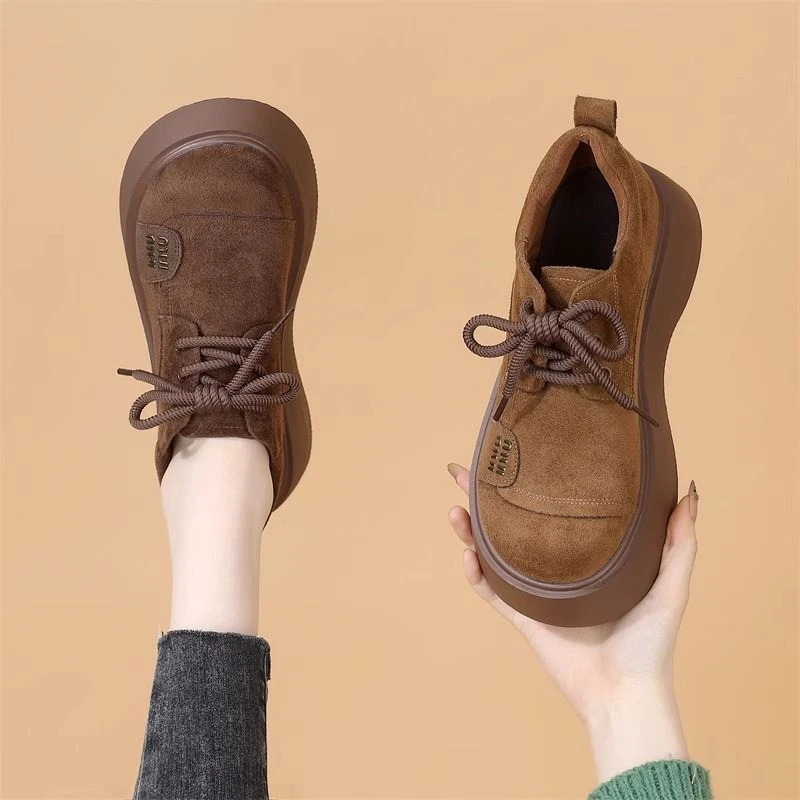 爆款厚底乐福鞋女2025单鞋女新款春秋百搭增高勃肯鞋轻便软底低帮